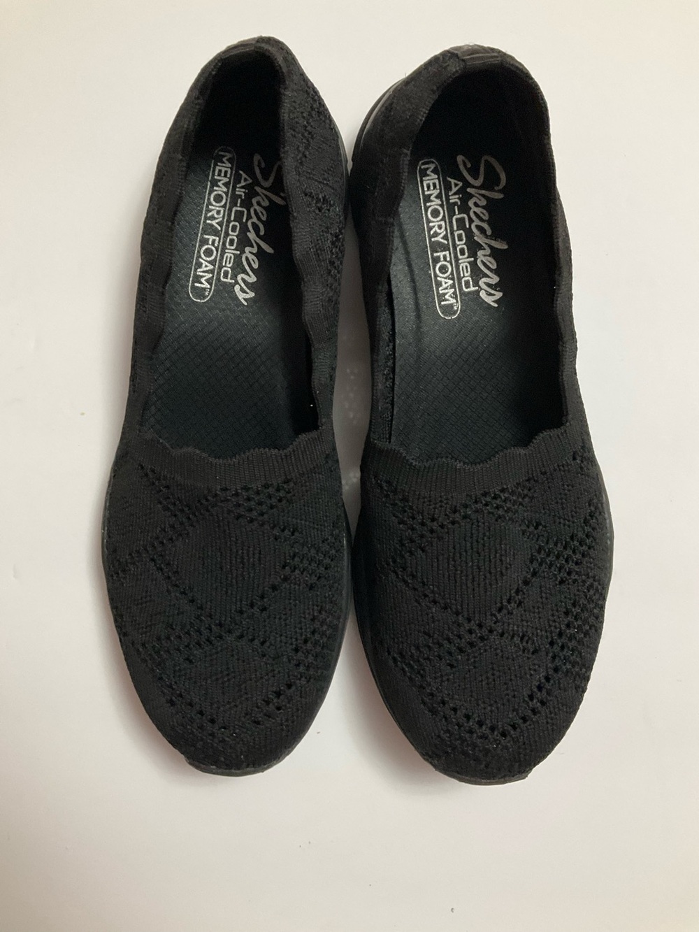 Skechers Women's Black Slip-On Knit Memory Foam Flats